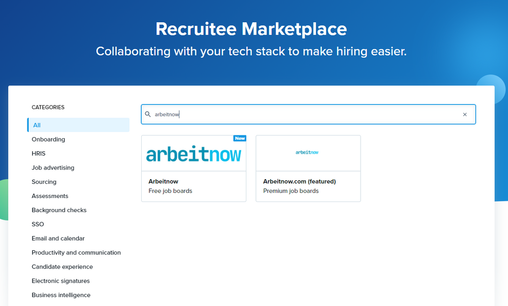 Arbeitnow being listed on Recruitee Marketplace